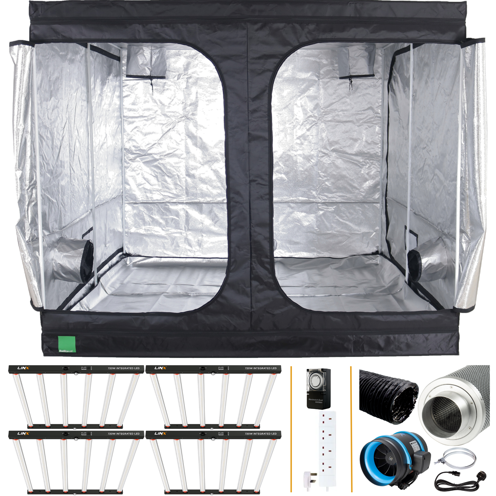 4x 720W LED Grow Tent Kit - 2.4m x 2.4m x 2.0m – Greens Horticulture